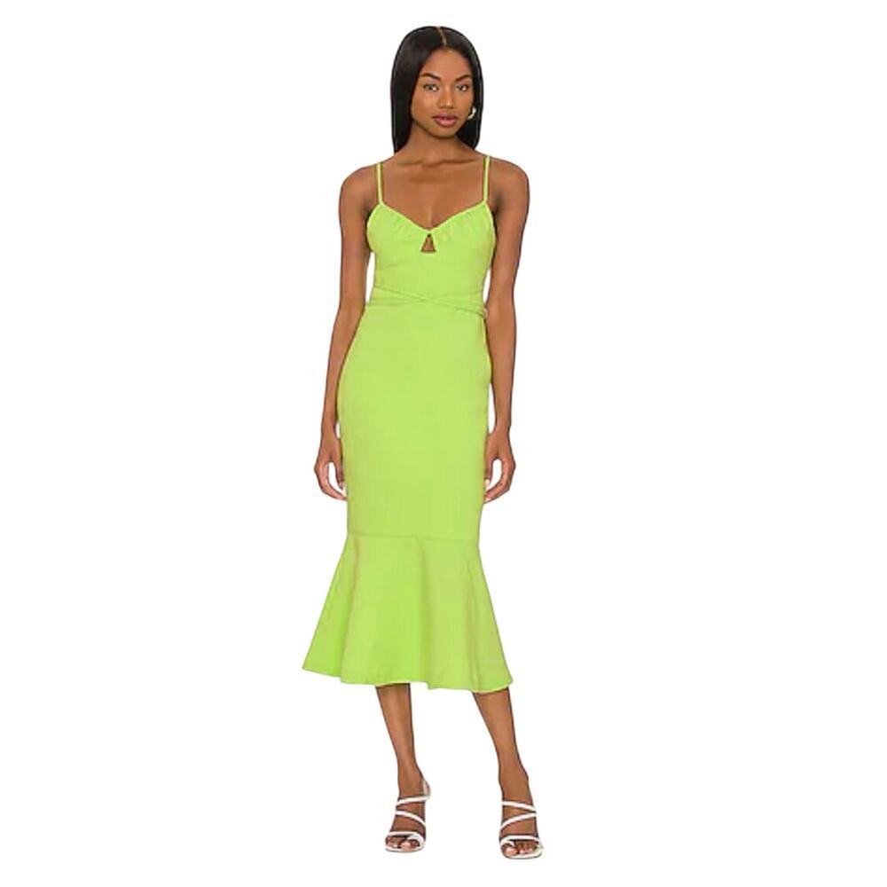 LIKELY Scooped -Neck Ruffle Kiki Dress Sleeveless in Sharp Green Size 8 NWT